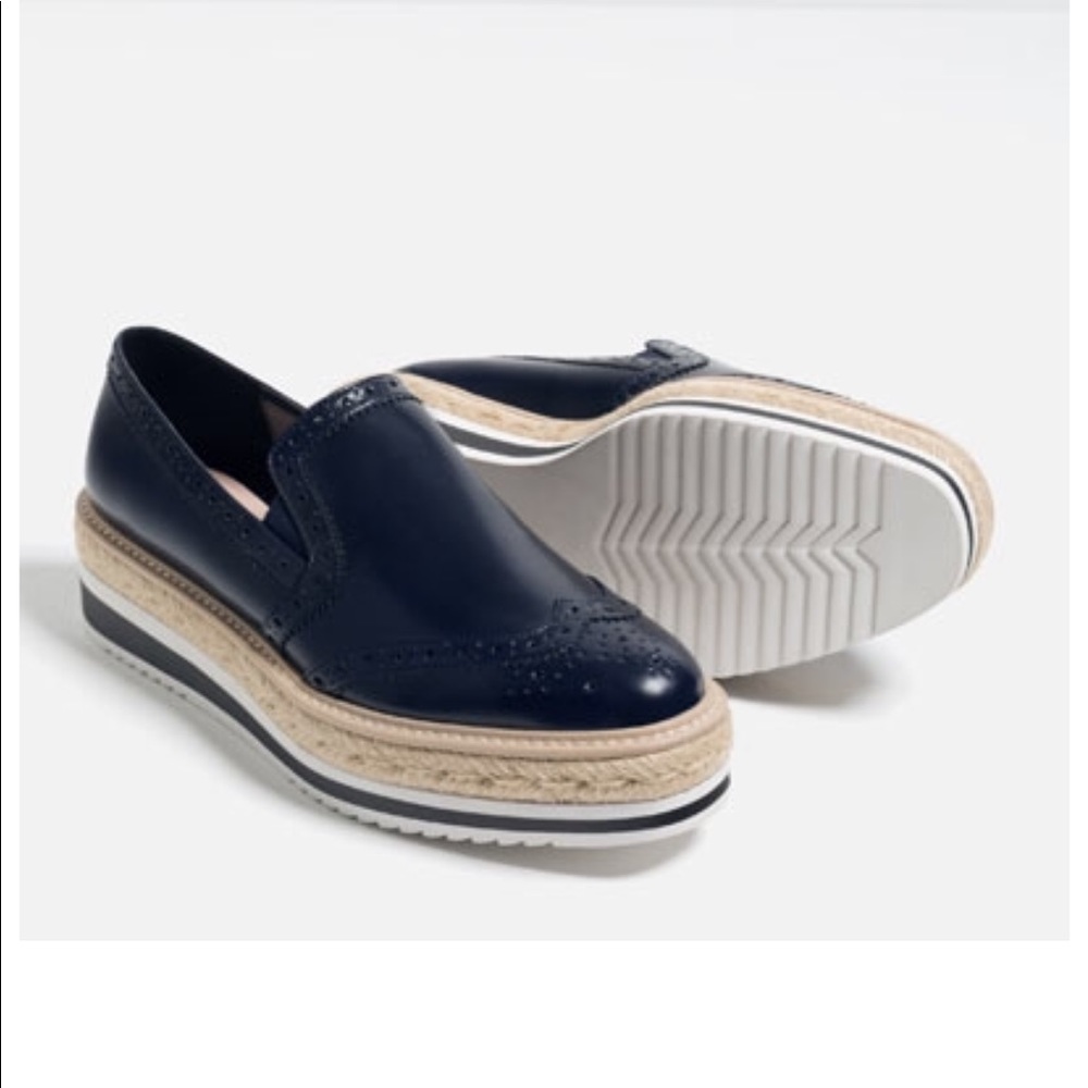 ZARA Platform Brogue Shoes. NEW